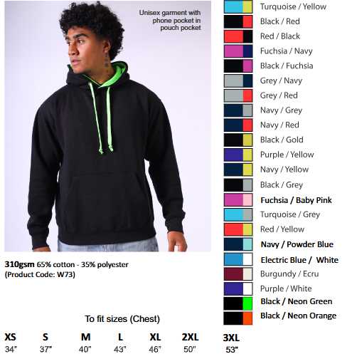 Copleston contrast colour leavers hoody