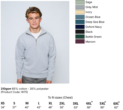 De-luxe 1/4 Zip Sweatshirt